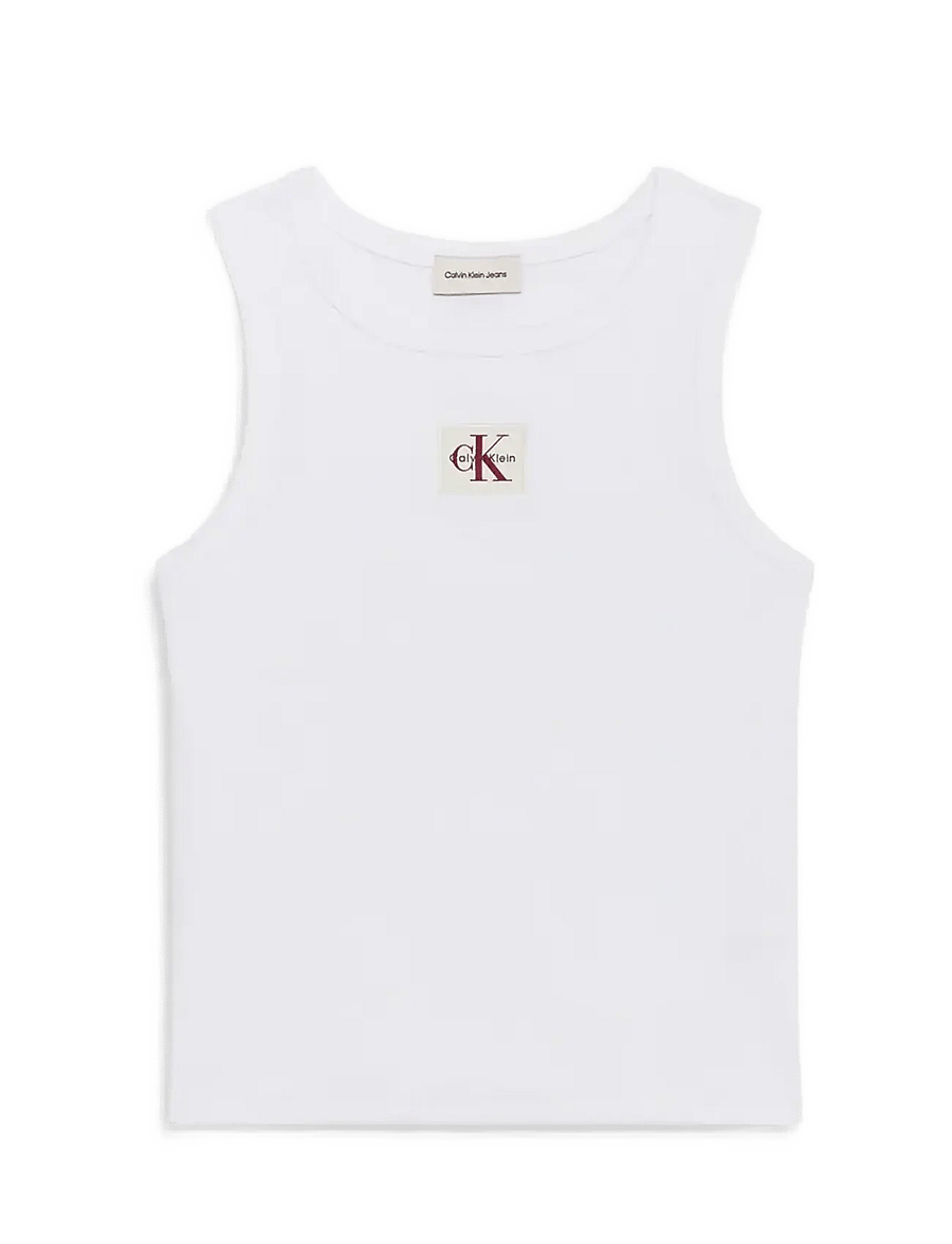 Calvin Klein Jeans - HERITAGE LABEL 2X2 BABY RIB TANK - Ärmellose tops - bright white - 1