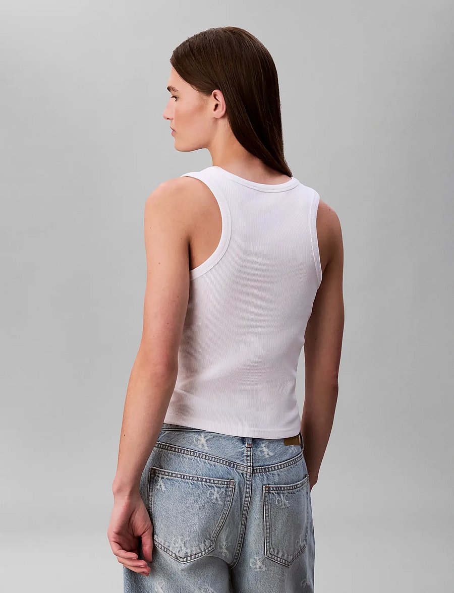 Calvin Klein Jeans - HERITAGE LABEL 2X2 BABY RIB TANK - Ärmellose tops - bright white - 2