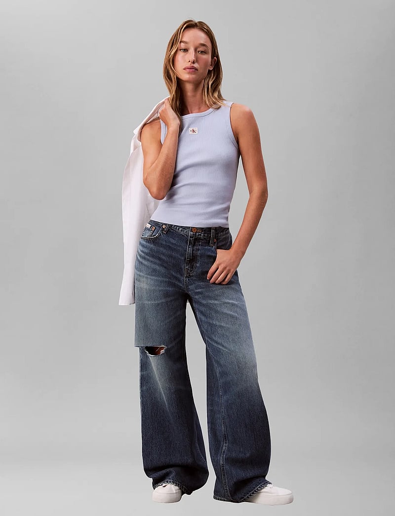 Calvin Klein Jeans - WOVEN LABEL 2X2 BABY RIB TANK - Ärmellose tops - casual blue - 3