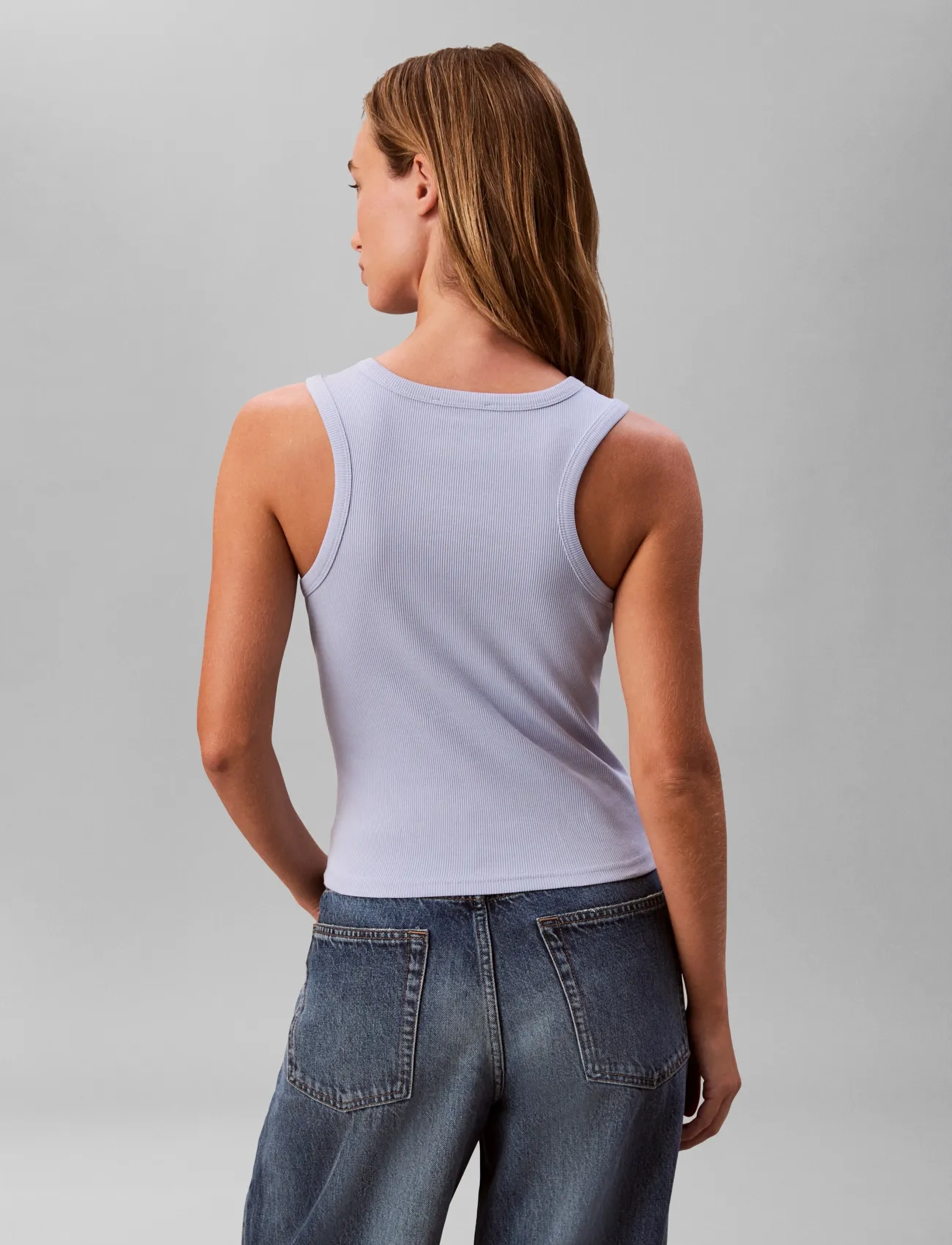 Calvin Klein Jeans - HERITAGE LABEL 2X2 BABY RIB TANK - tanktops - casual blue - 4