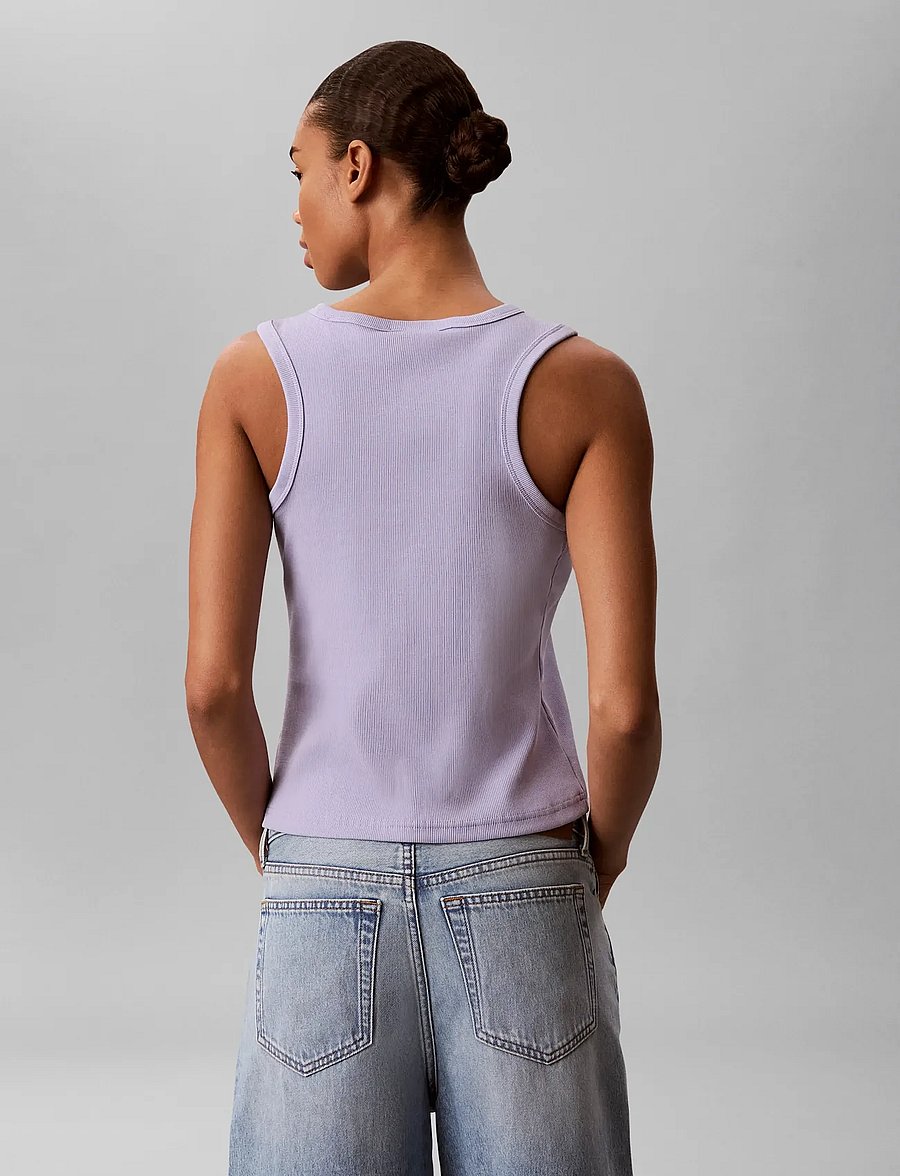 Calvin Klein Jeans - WOVEN LABEL 2X2 BABY RIB TANK - Ärmellose tops - cosmic sky - 2