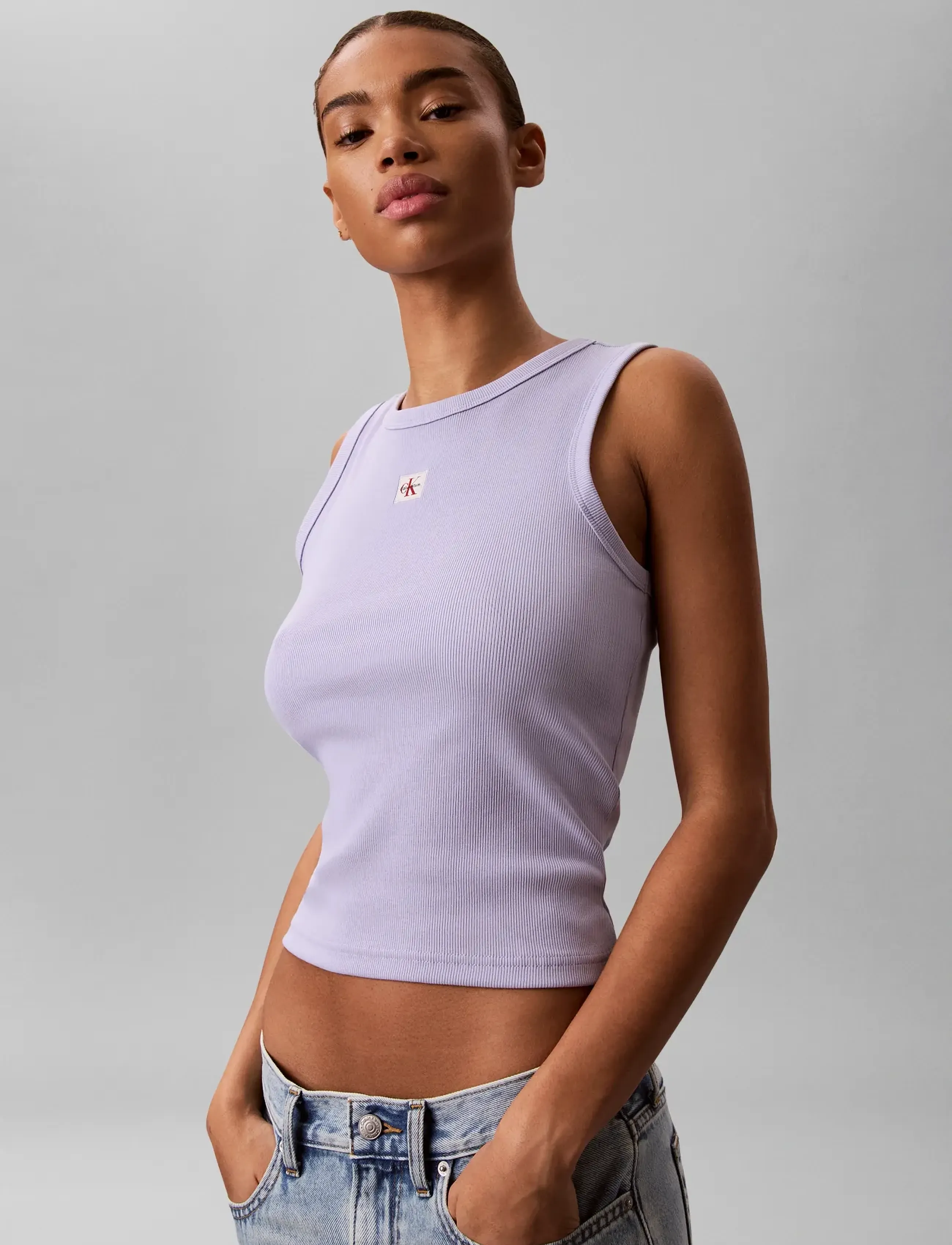 Calvin Klein Jeans - HERITAGE LABEL 2X2 BABY RIB TANK - tanktops - cosmic sky - 4