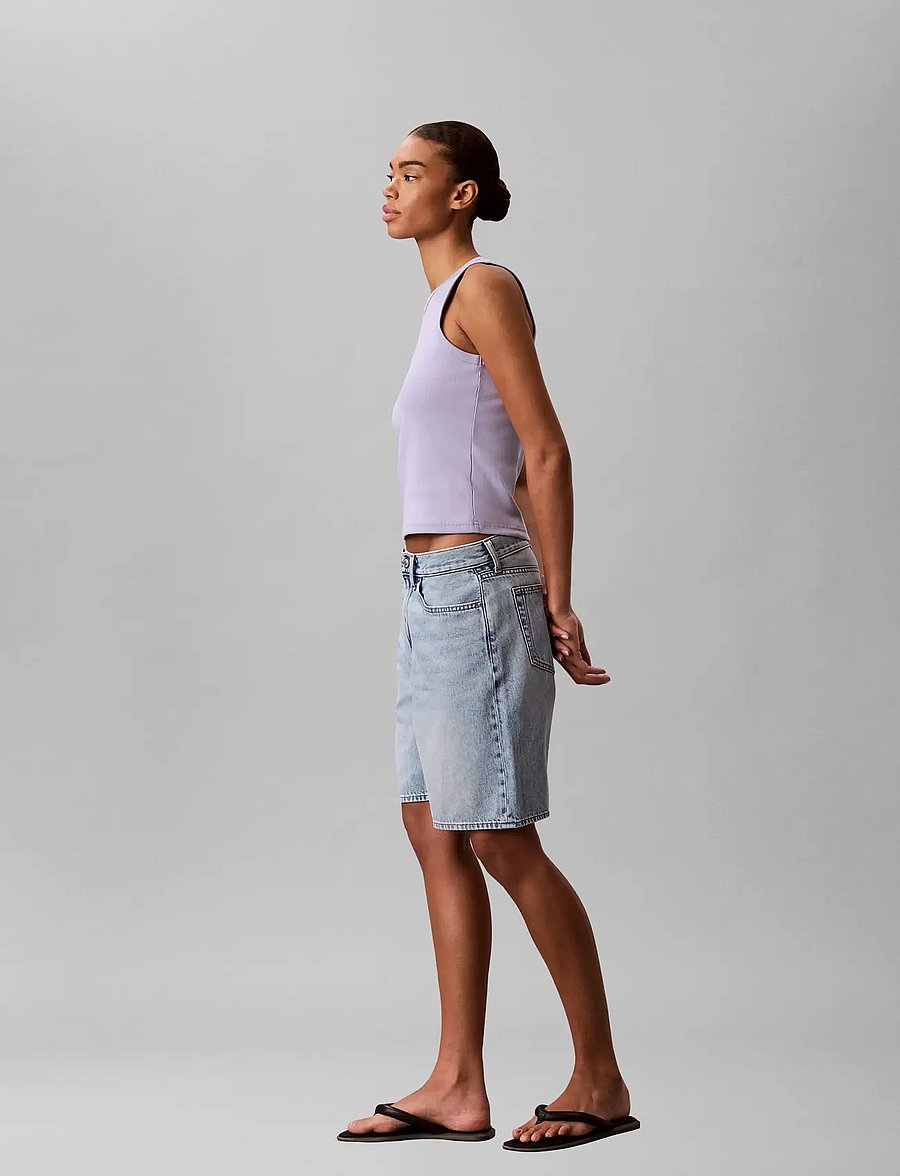 Calvin Klein Jeans - WOVEN LABEL 2X2 BABY RIB TANK - Ärmellose tops - cosmic sky - 5