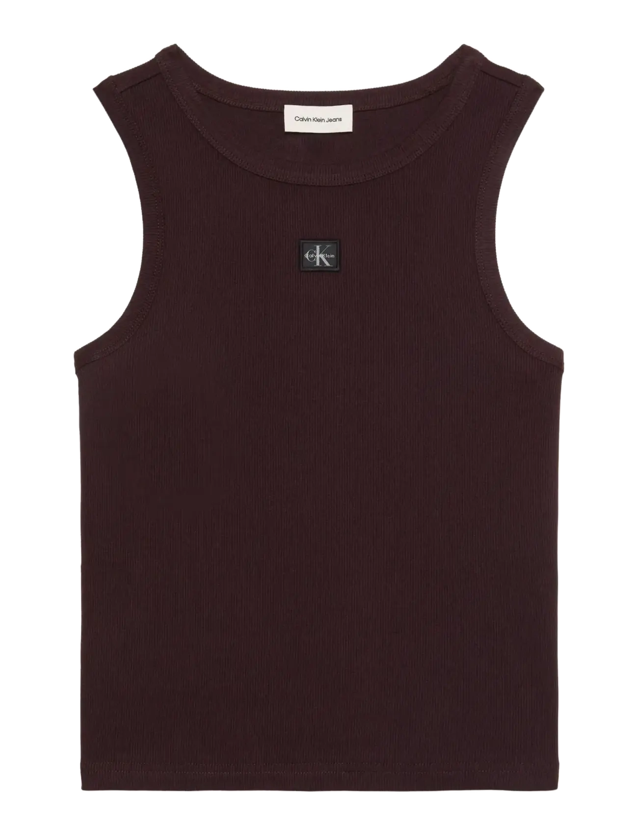 Calvin Klein Jeans WOVEN LABEL 2X2 BABY RIB TANK - Clothing - MOCHA BROWN / brown