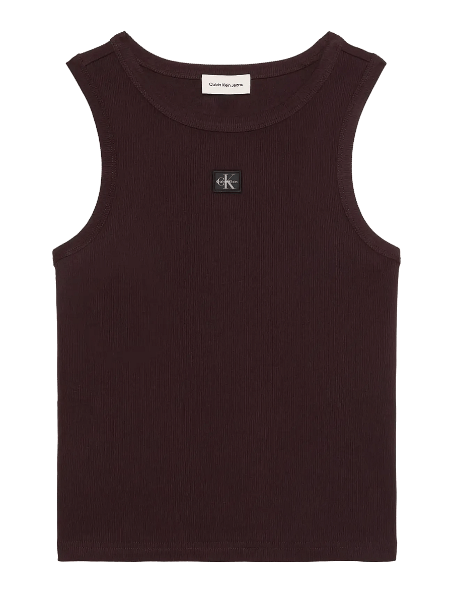 Calvin Klein Jeans - HERITAGE LABEL 2X2 BABY RIB TANK - varrukateta topid - mocha brown - 1