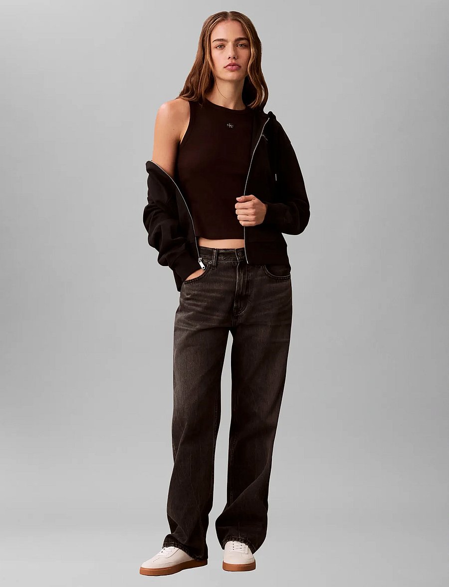 Calvin Klein Jeans - HERITAGE LABEL 2X2 BABY RIB TANK - varrukateta topid - mocha brown - 0