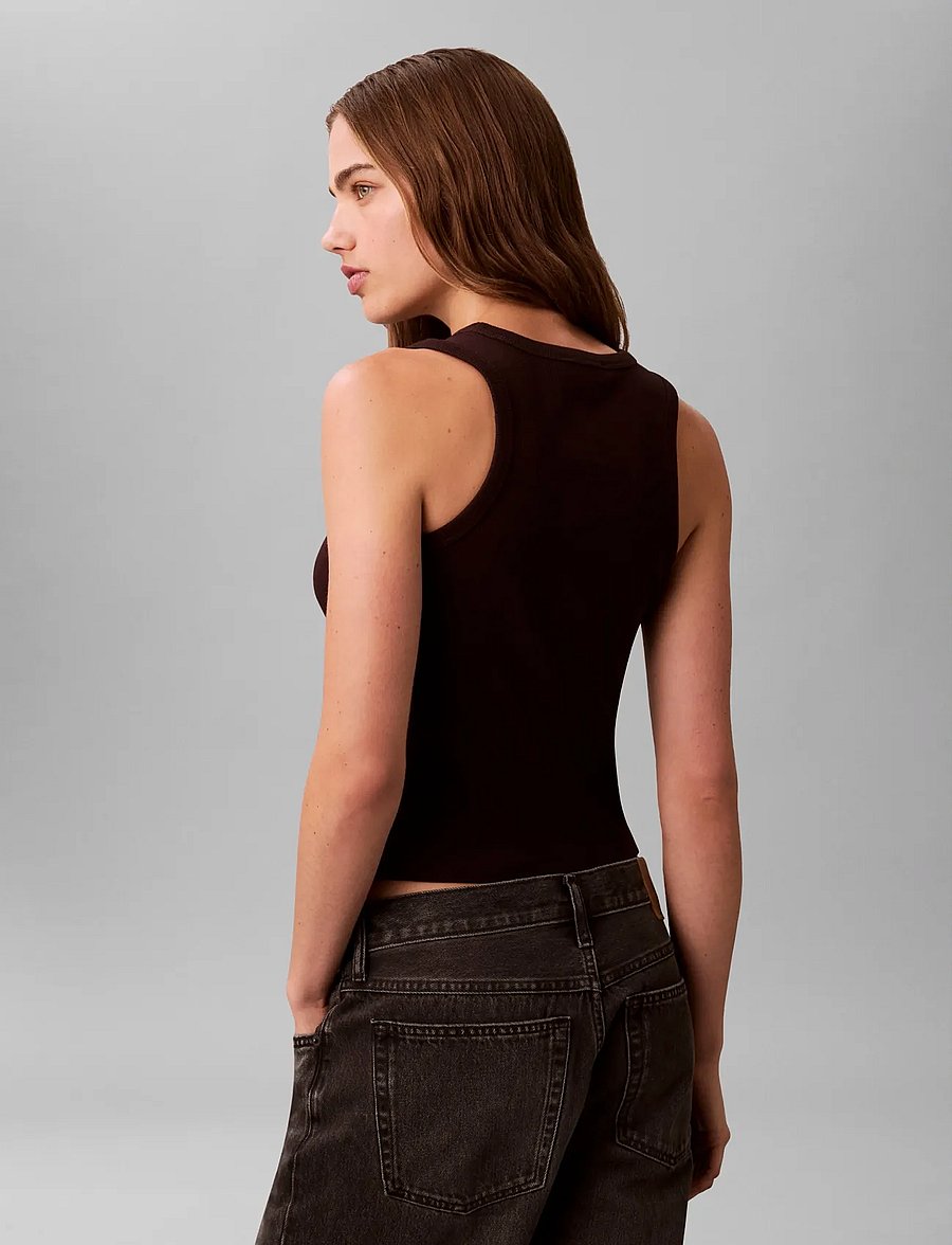 Calvin Klein Jeans - HERITAGE LABEL 2X2 BABY RIB TANK - varrukateta topid - mocha brown - 2