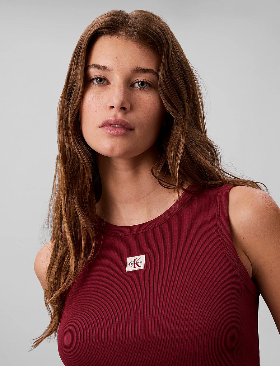 Calvin Klein Jeans - HERITAGE LABEL 2X2 BABY RIB TANK - tanktops - rhododendron - 4