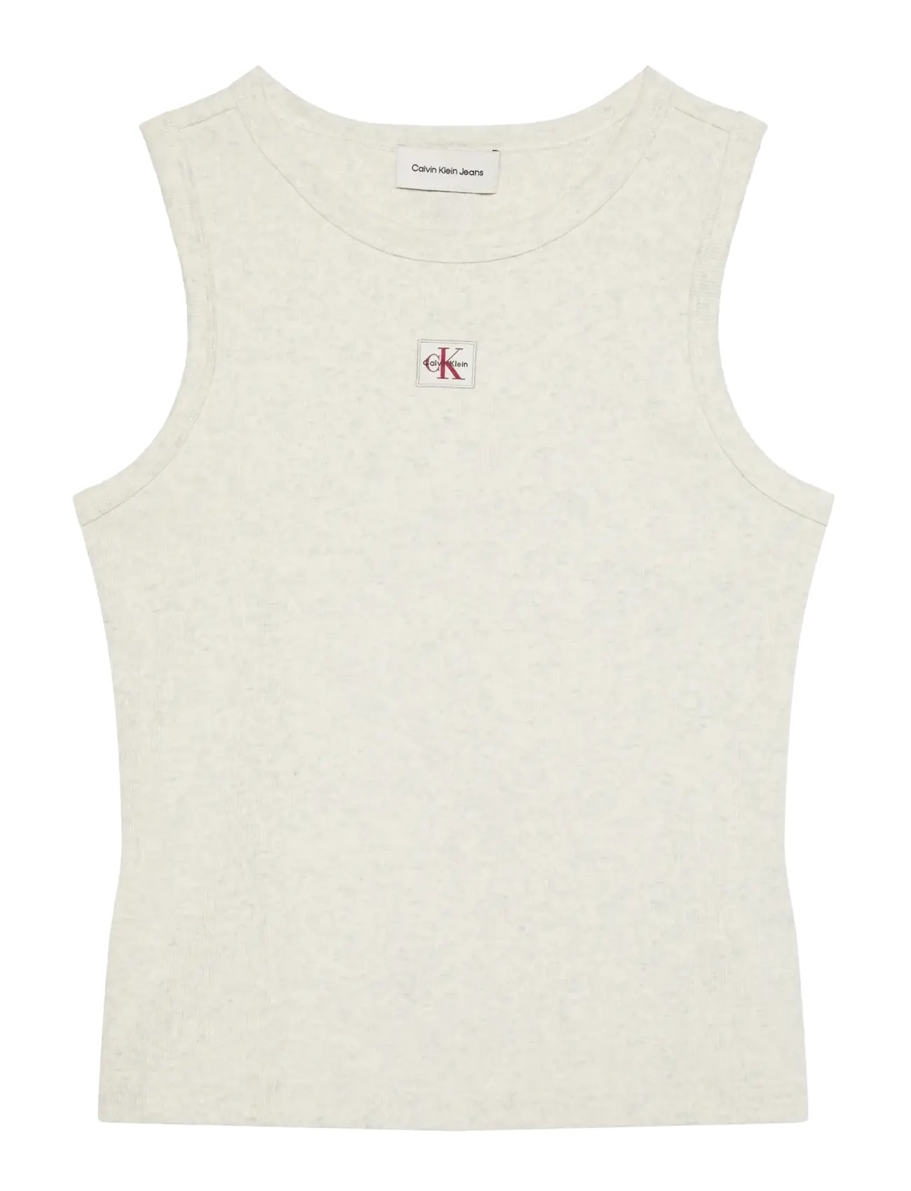 Calvin Klein Jeans A - WOVEN LABEL 2X2 COTTON RIB T - Calvin Klein - VANILLA HEATHER / cream