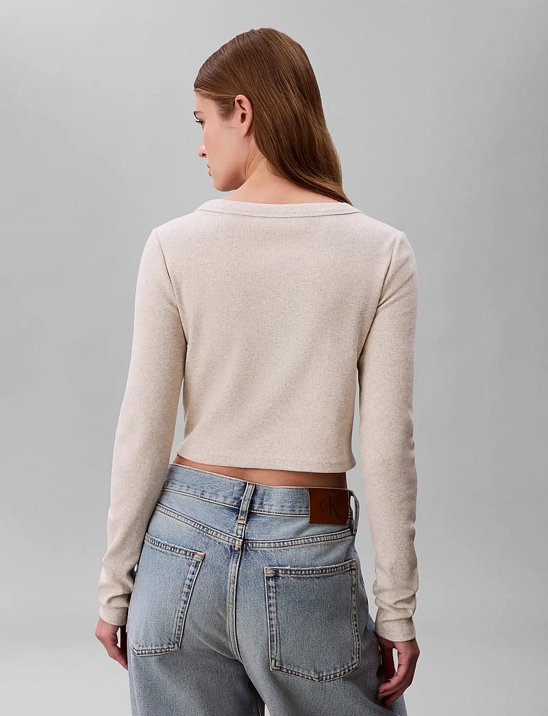 Calvin Klein Jeans - LS WOVEN LABEL 2X2 BABY RIB CARD - cardigans - ba01 grey heather - 2