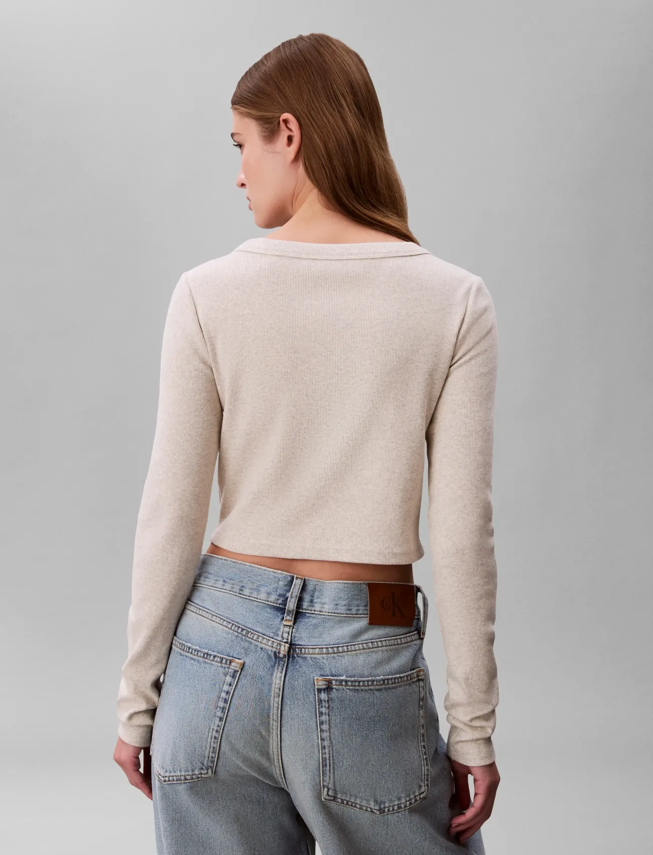 Calvin Klein Jeans - LS WOVEN LABEL 2X2 BABY RIB CARD - cardigans - ba01 grey heather - 2