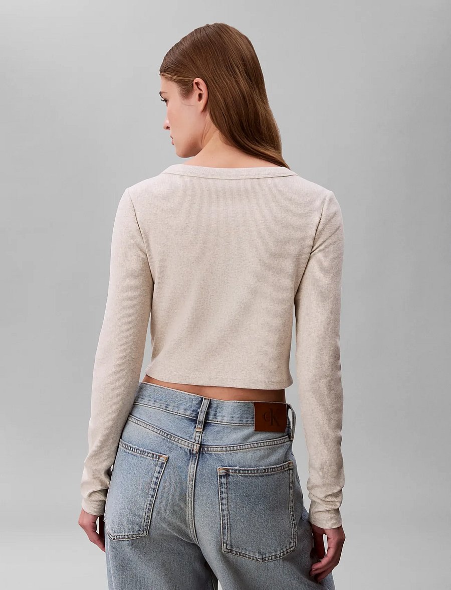 Calvin Klein Jeans - LS WOVEN LABEL 2X2 BABY RIB CARD - gilets - ba01 grey heather - 2