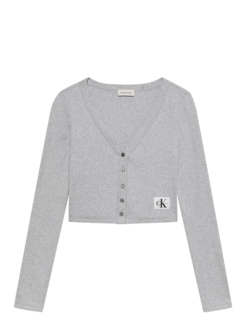 Calvin Klein Jeans - A-LS WOVEN LABEL 2X2 COTTON RIB - kardiganid - bc06 grey heather - 1