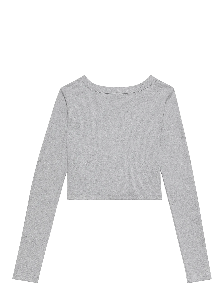 Calvin Klein Jeans - LS WOVEN LABEL 2X2 BABY RIB CARD - koftor - bc06 grey heather - 2