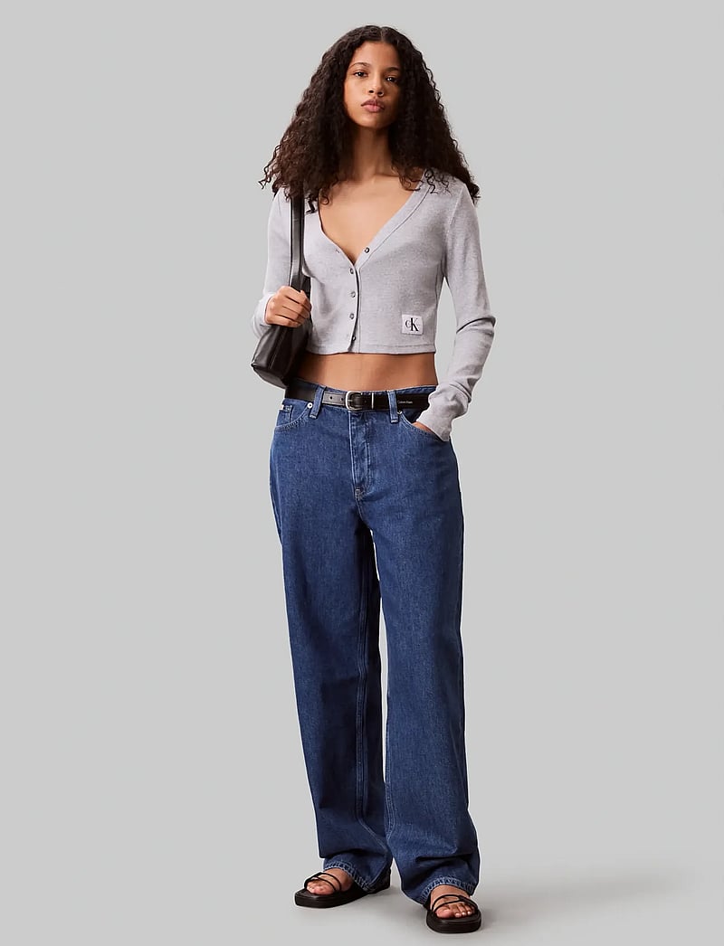 Calvin Klein Jeans - A-LS WOVEN LABEL 2X2 COTTON RIB - kardiganid - bc06 grey heather - 4