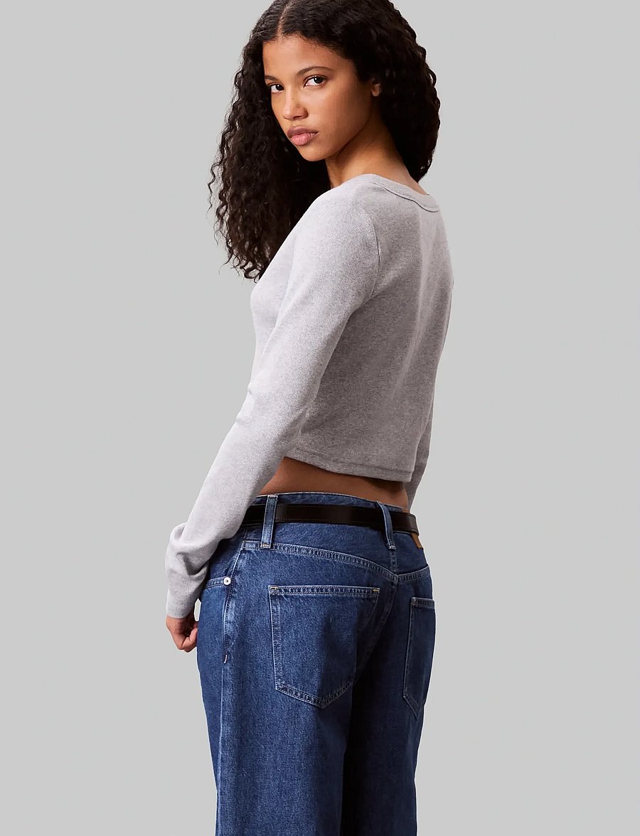 Calvin Klein Jeans - LS WOVEN LABEL 2X2 BABY RIB CARD - koftor - bc06 grey heather - 5