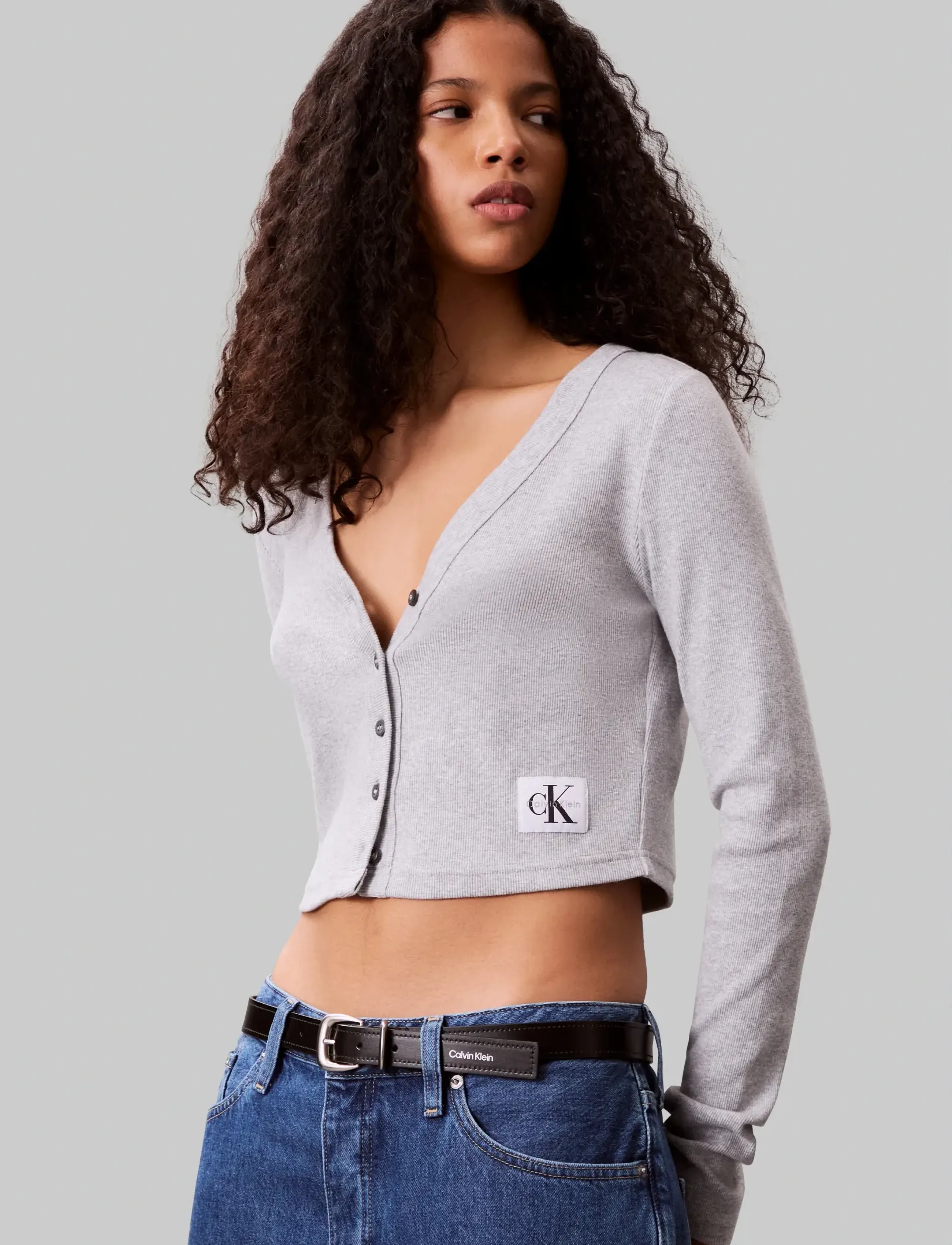 Calvin Klein Jeans Ls Woven Label 2X2 Baby Rib Card koftor & cardigans dam – bild 4