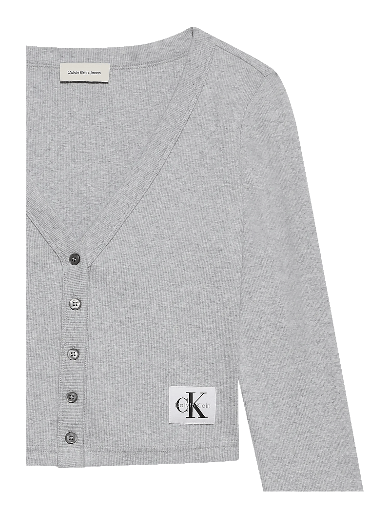 Calvin Klein Jeans - A-LS WOVEN LABEL 2X2 COTTON RIB - kardiganid - bc06 grey heather - 3