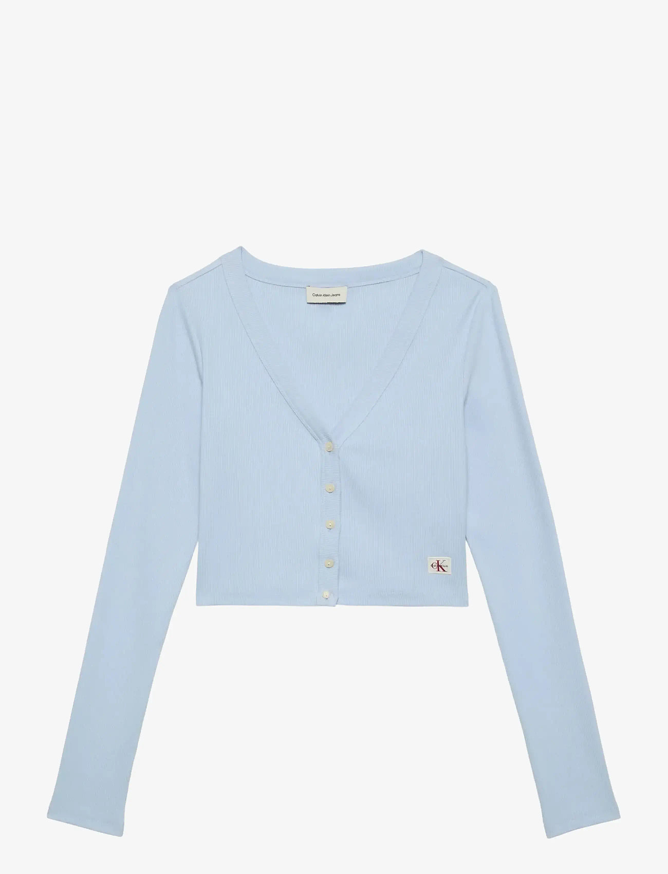 Calvin Klein Jeans - LS WOVEN LABEL 2X2 BABY RIB CARD - cardigans - breezy blue - 1