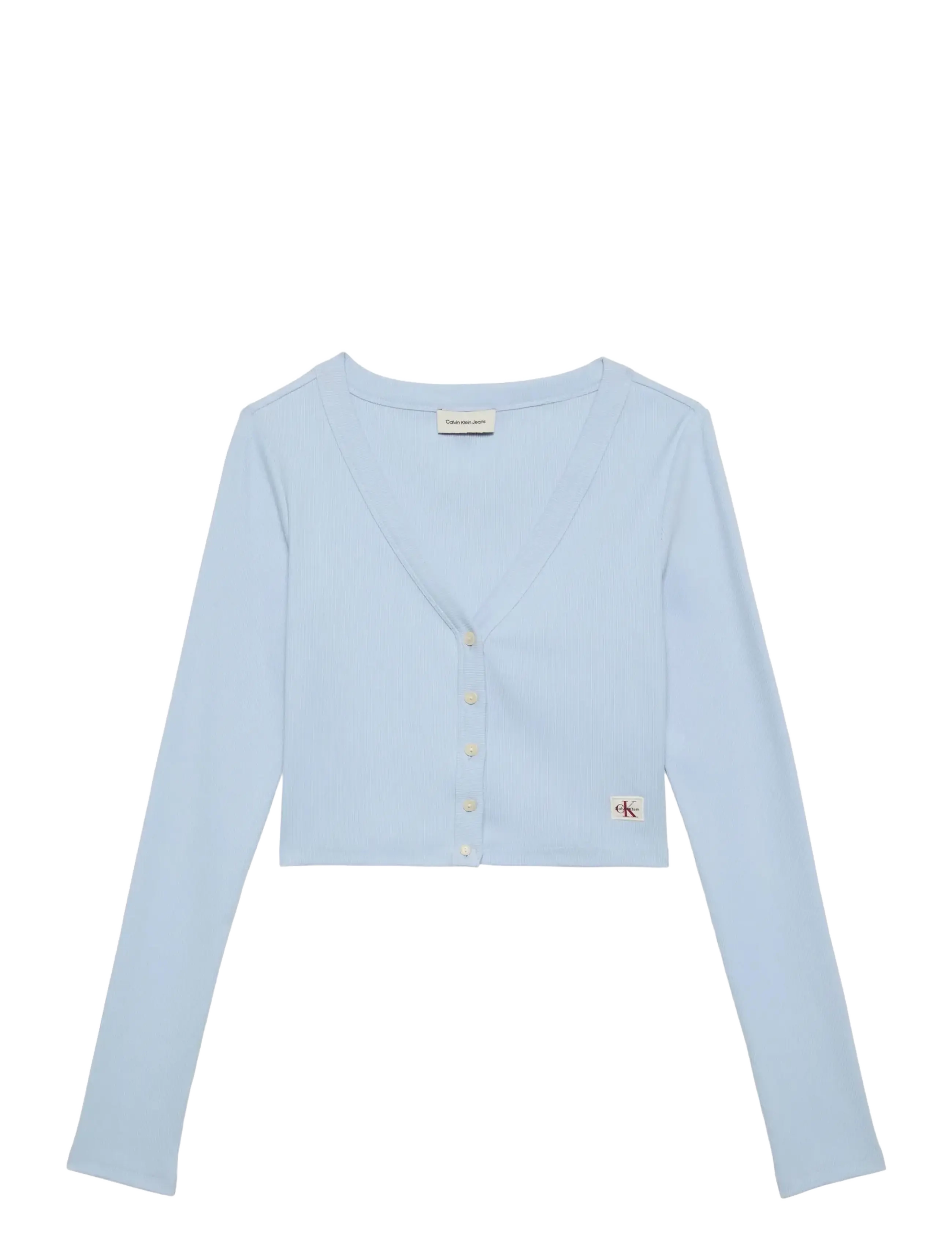 Calvin Klein Jeans LS WOVEN LABEL 2X2 BABY RIB CARD - Transitional Layering - BREEZY BLUE / blue