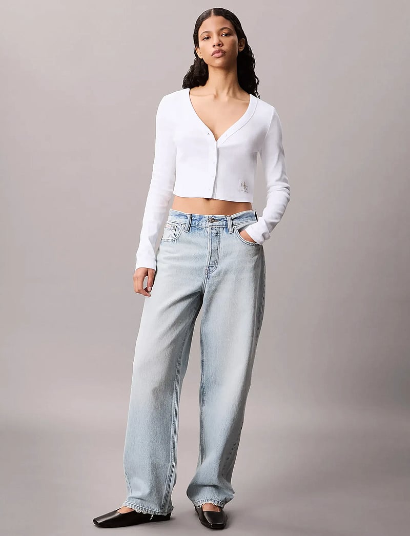 Calvin Klein Jeans - LS WOVEN LABEL 2X2 COTTON RIB CA - koftor - brilliant white - 3