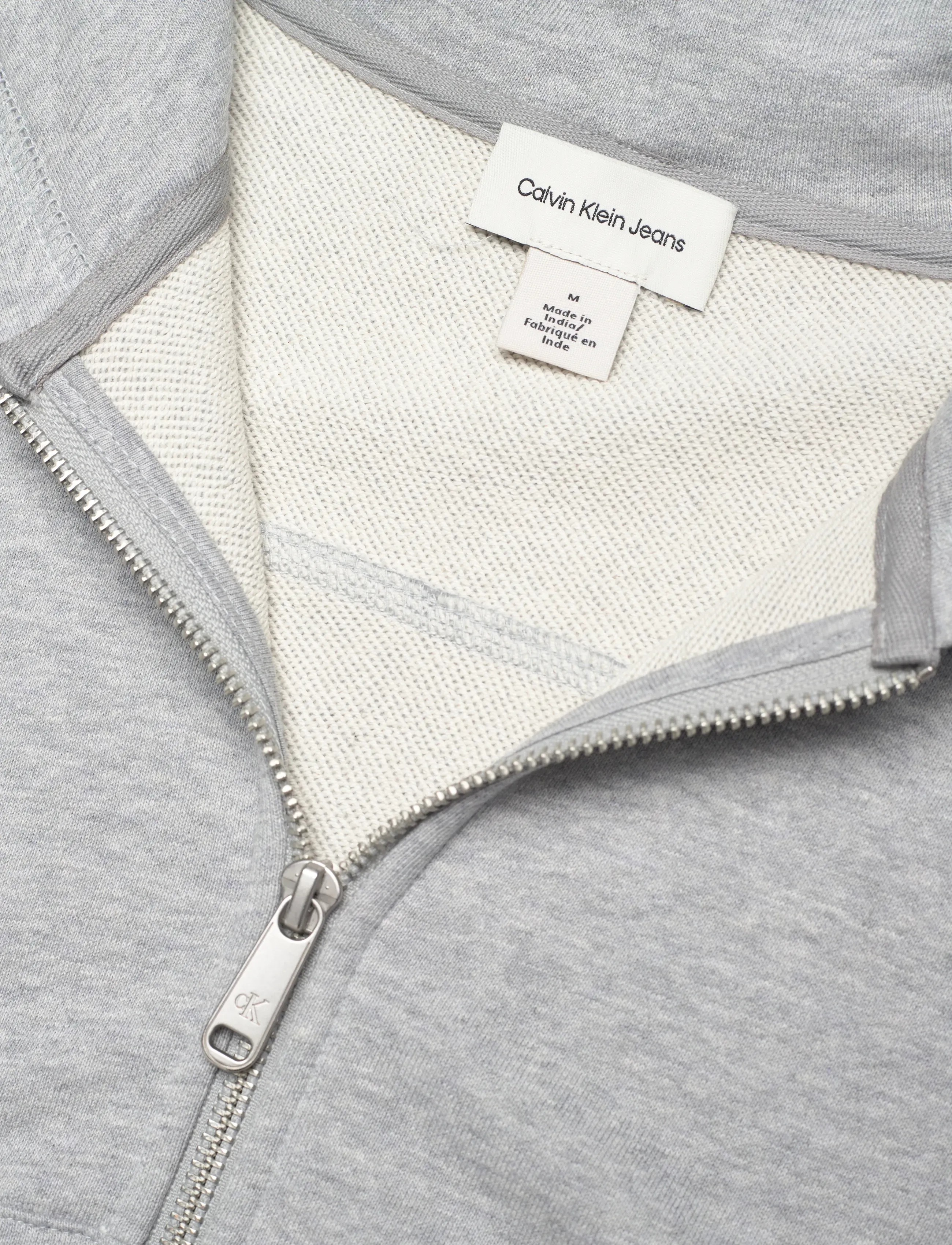 Calvin Klein Jeans - FRENCH TERRY WOVEN LABEL FZ HOOD - hættetrøjer - bc06 grey heather - 3