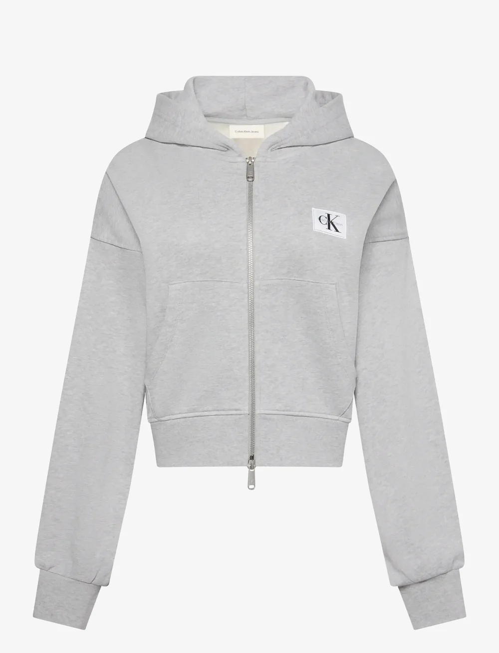 Calvin Klein Jeans - A- FRENCH TERRY BADGE LOGO FZ HO - hættetrøjer - bc06 grey heather - 1