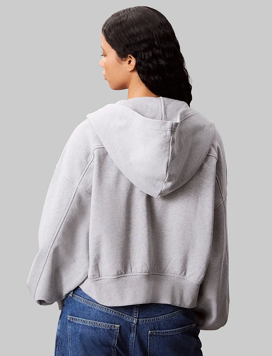 Calvin Klein Jeans - FRENCH TERRY WOVEN LABEL FZ HOOD - hoodies - bc06 grey heather - 2