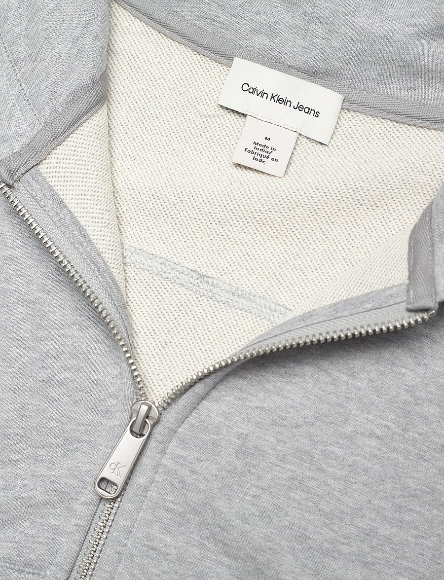 Calvin Klein Jeans - FRENCH TERRY WOVEN LABEL FZ HOOD - hoodies - bc06 grey heather - 3