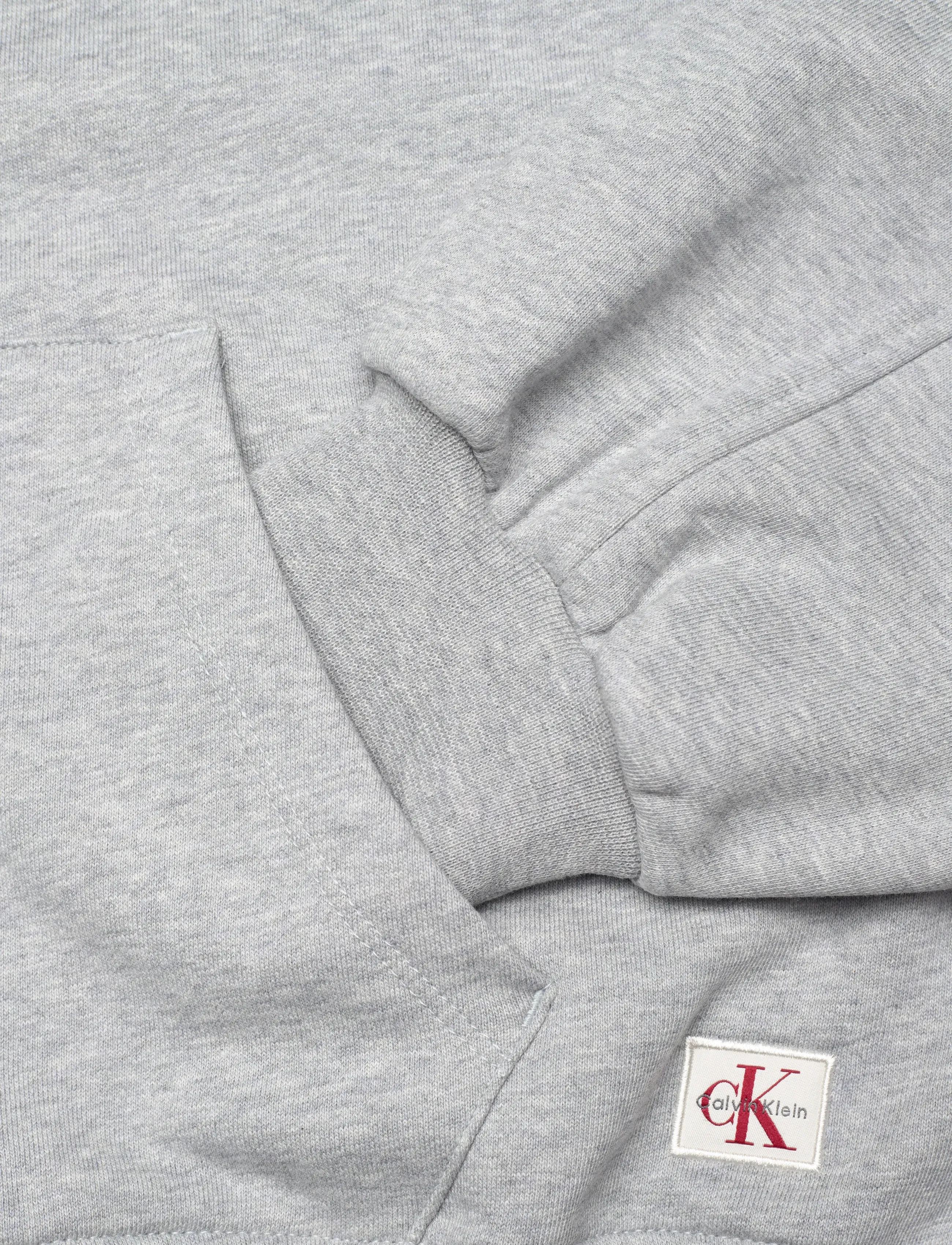 Calvin Klein Jeans - FRENCH TERRY WOVEN LABEL FZ HOOD - hættetrøjer - bc06 grey heather - 4
