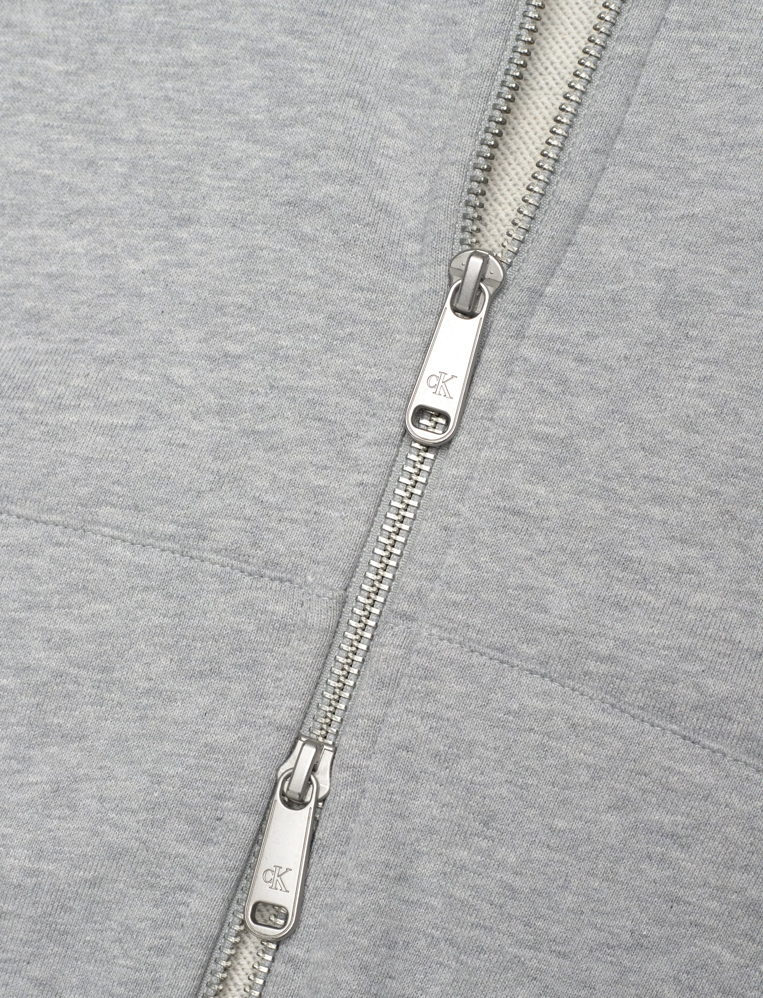 Calvin Klein Jeans - FRENCH TERRY WOVEN LABEL FZ HOOD - hættetrøjer - bc06 grey heather - 5