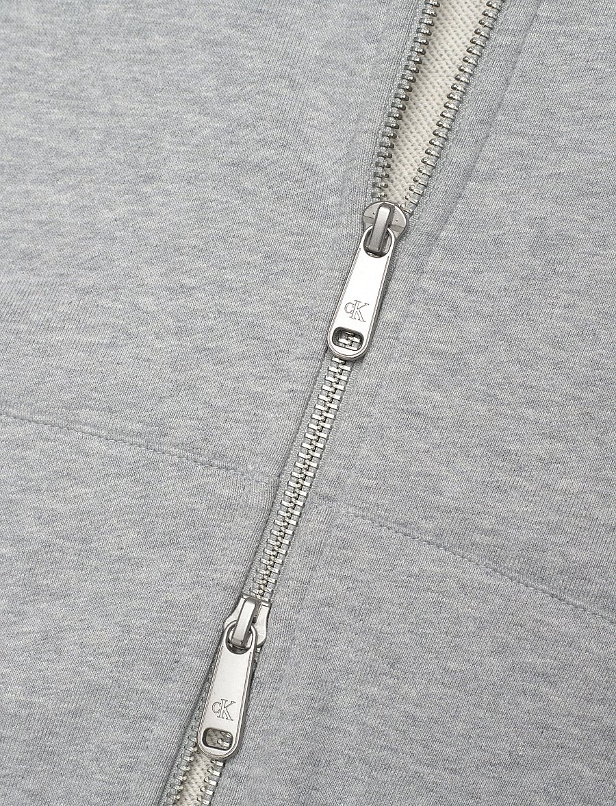 Calvin Klein Jeans - FRENCH TERRY WOVEN LABEL FZ HOOD - hoodies - bc06 grey heather - 5
