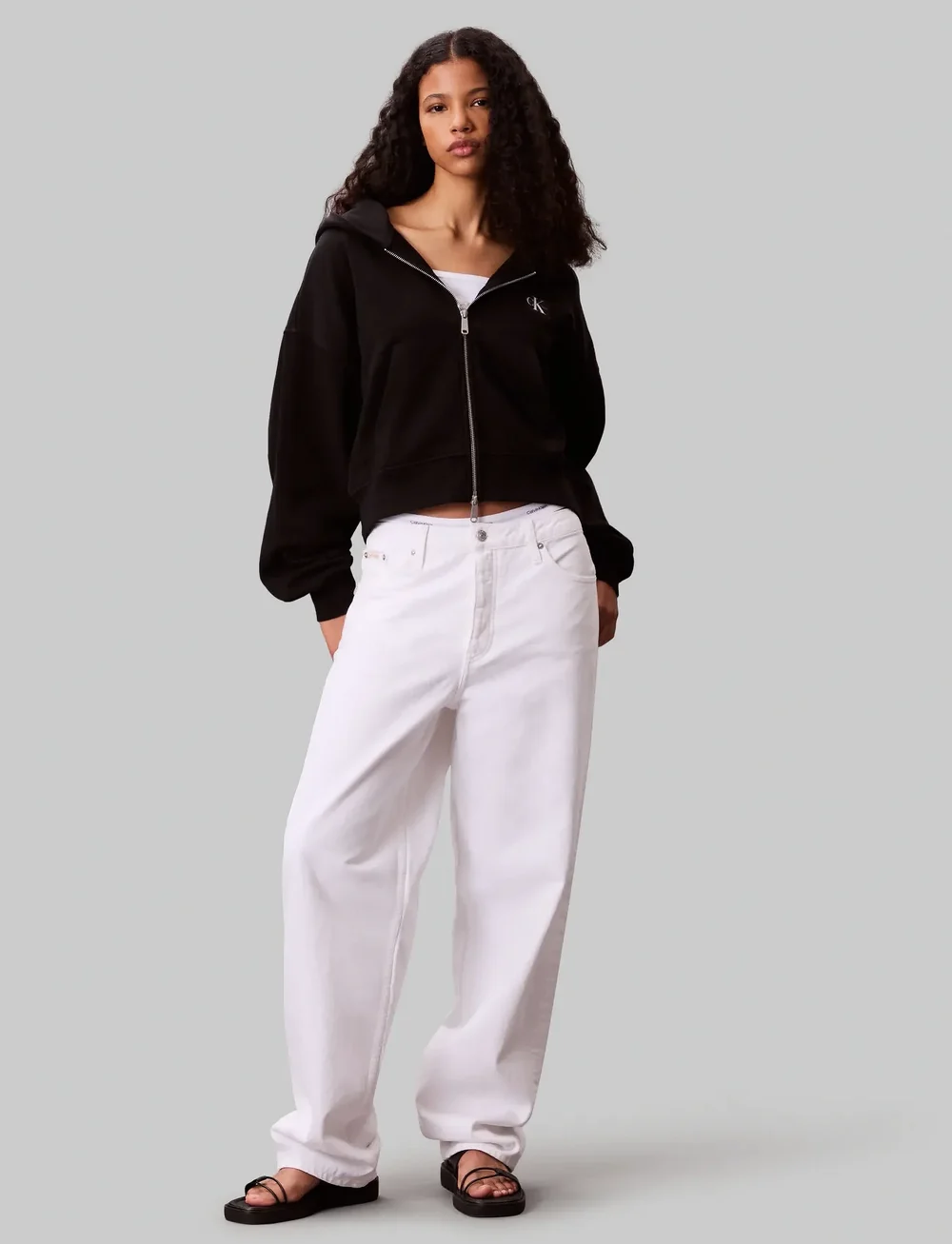 Calvin Klein Jeans - A- FRENCH TERRY BADGE LOGO FZ HO - hættetrøjer - black - 3