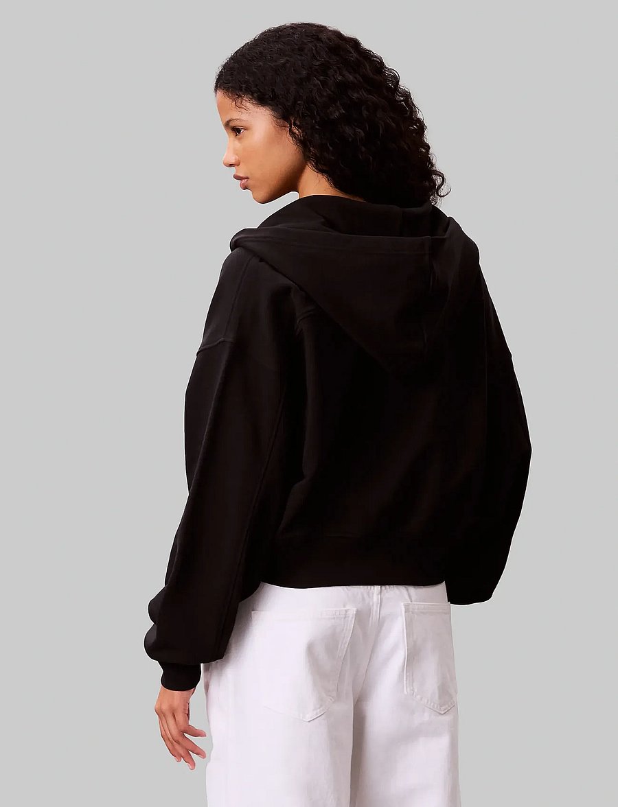 Calvin Klein Jeans - FRENCH TERRY WOVEN LABEL FZ HOOD - kapuzenpullover - black - 2