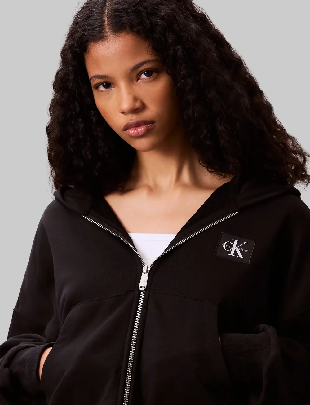 Calvin Klein Jeans - A- FRENCH TERRY BADGE LOGO FZ HO - hættetrøjer - black - 5