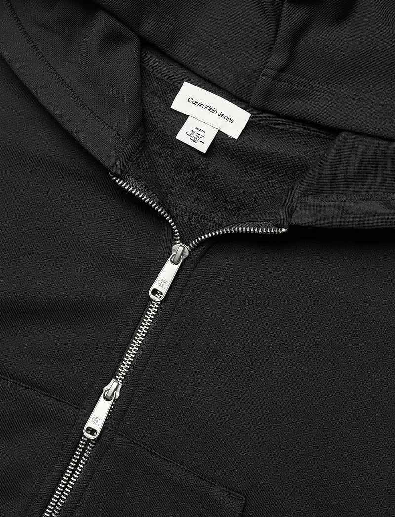Calvin Klein Jeans - FRENCH TERRY WOVEN LABEL FZ HOOD - kapuutsiga dressipluusid - black - 3