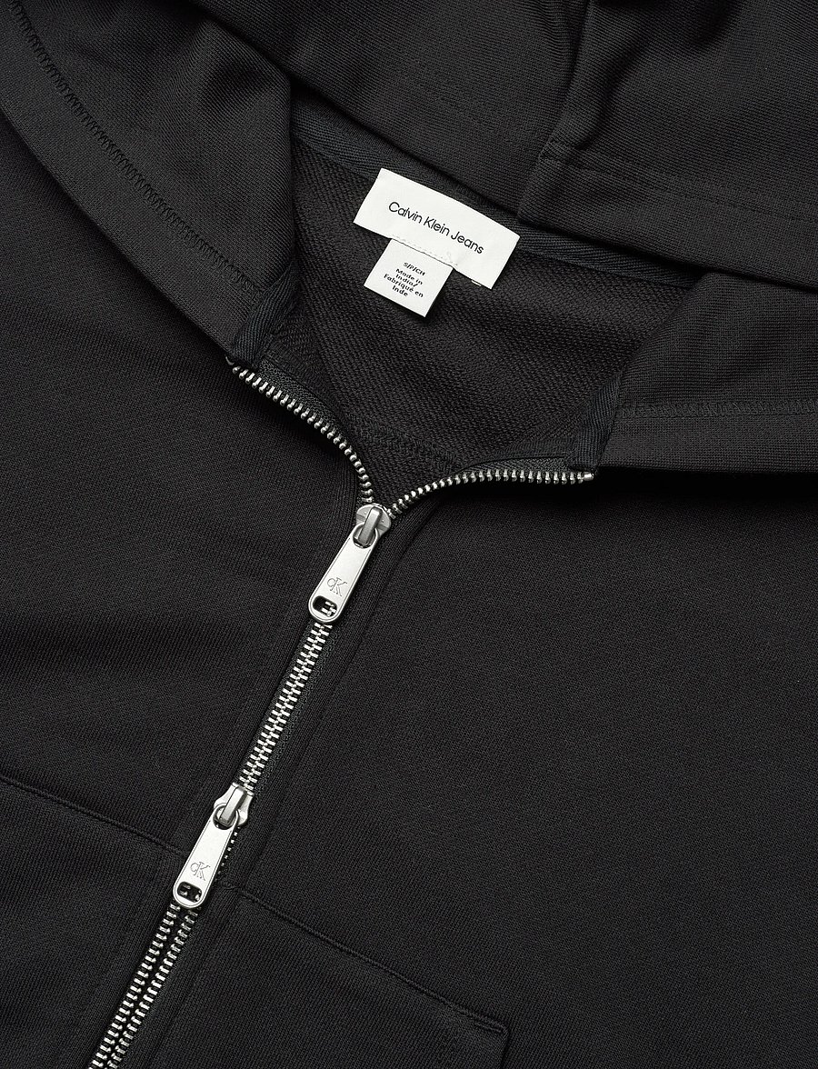 Calvin Klein Jeans - FRENCH TERRY WOVEN LABEL FZ HOOD - kapuzenpullover - black - 3