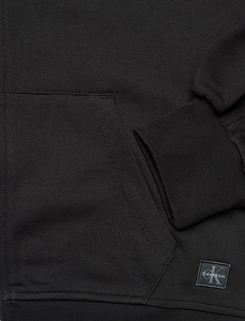 Calvin Klein Jeans - FRENCH TERRY WOVEN LABEL FZ HOOD - kapuutsiga dressipluusid - black - 4