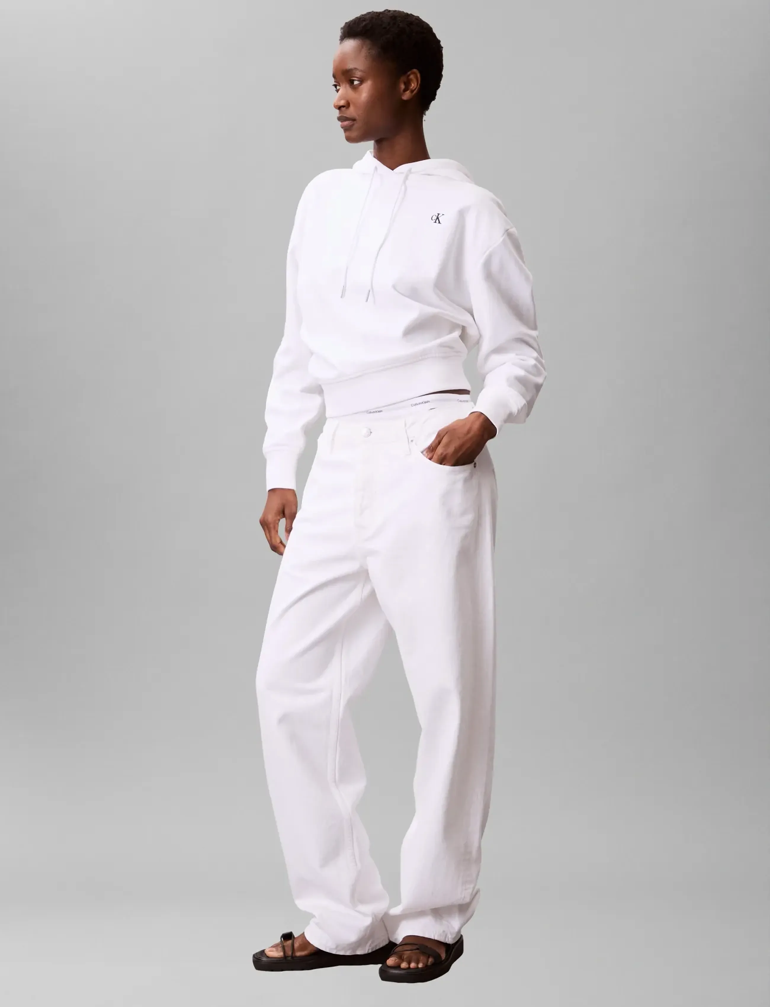 Calvin Klein Jeans - LS RLXD MONO FR TERRY PO HOOD - pulls à capuche - bright white - 5