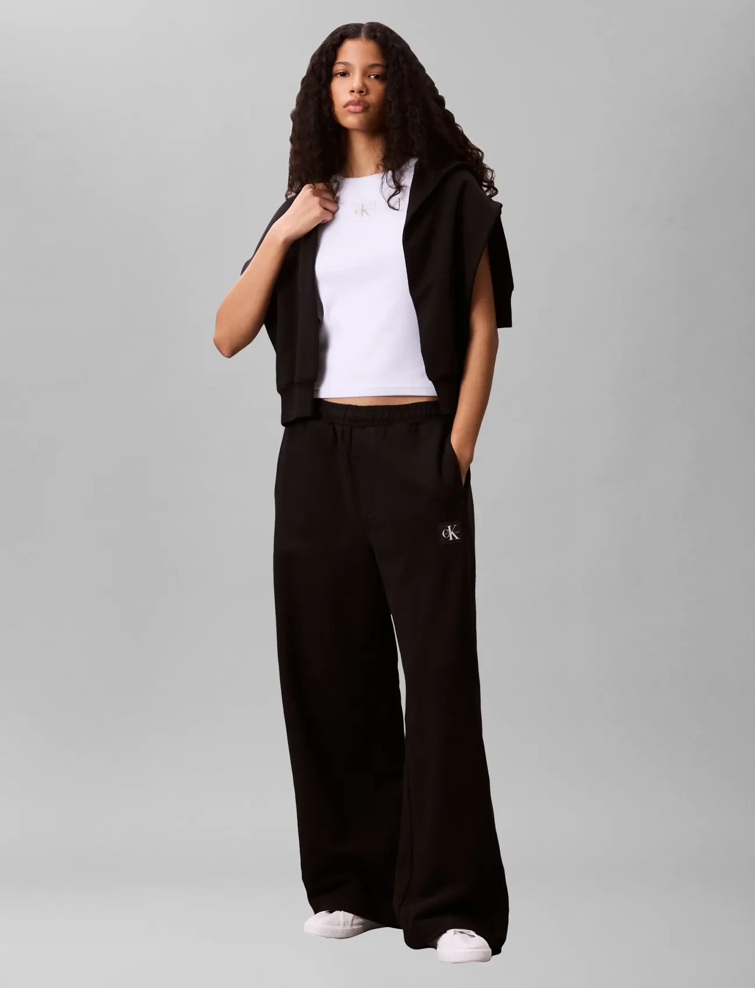 Calvin Klein Jeans - FRENCH TERRY WOVEN LABEL JOGGER - joggers - black - 5