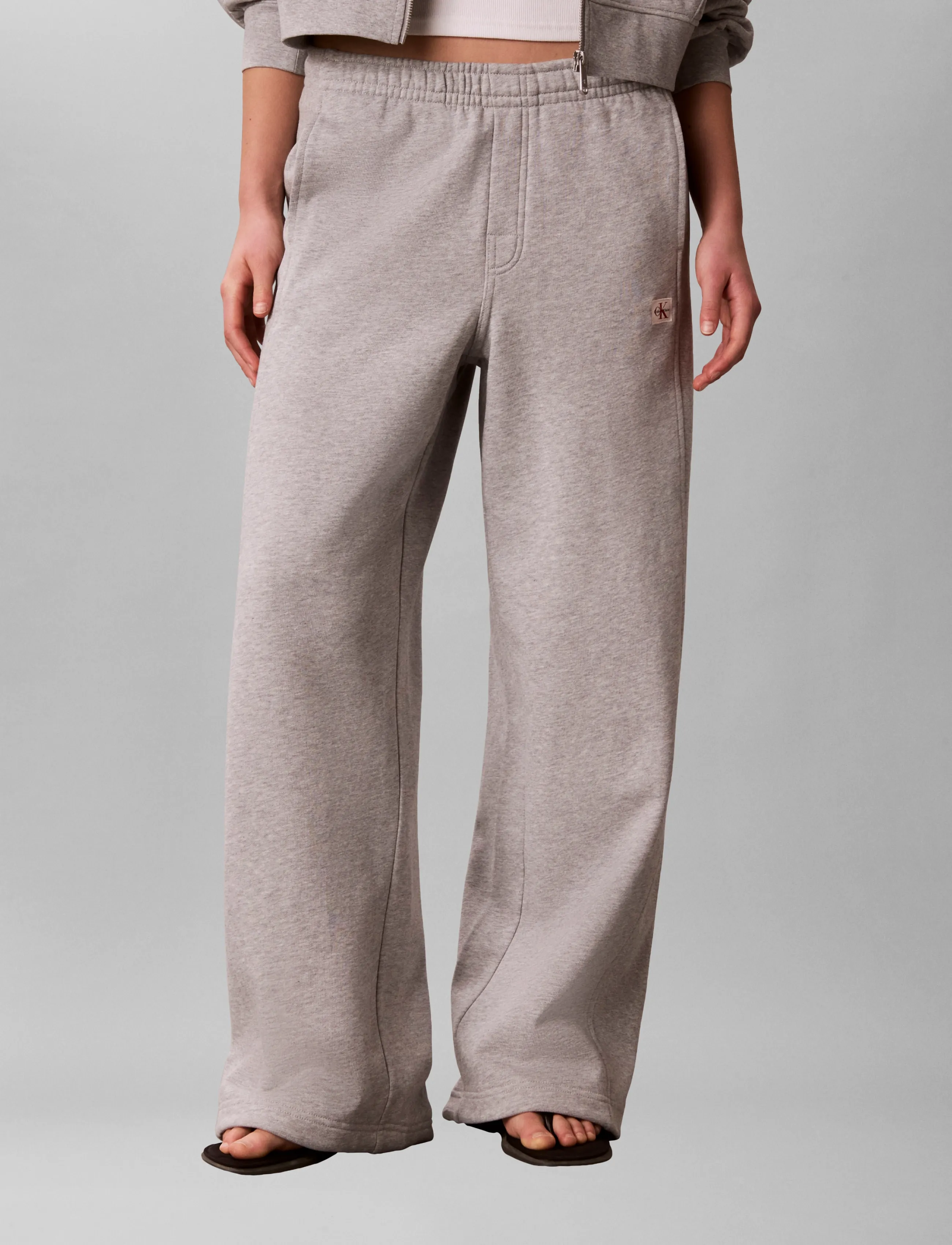 Calvin Klein Jeans French Terry Woven Label Jogger, S, Grey, Bukser > Joggers, Dame