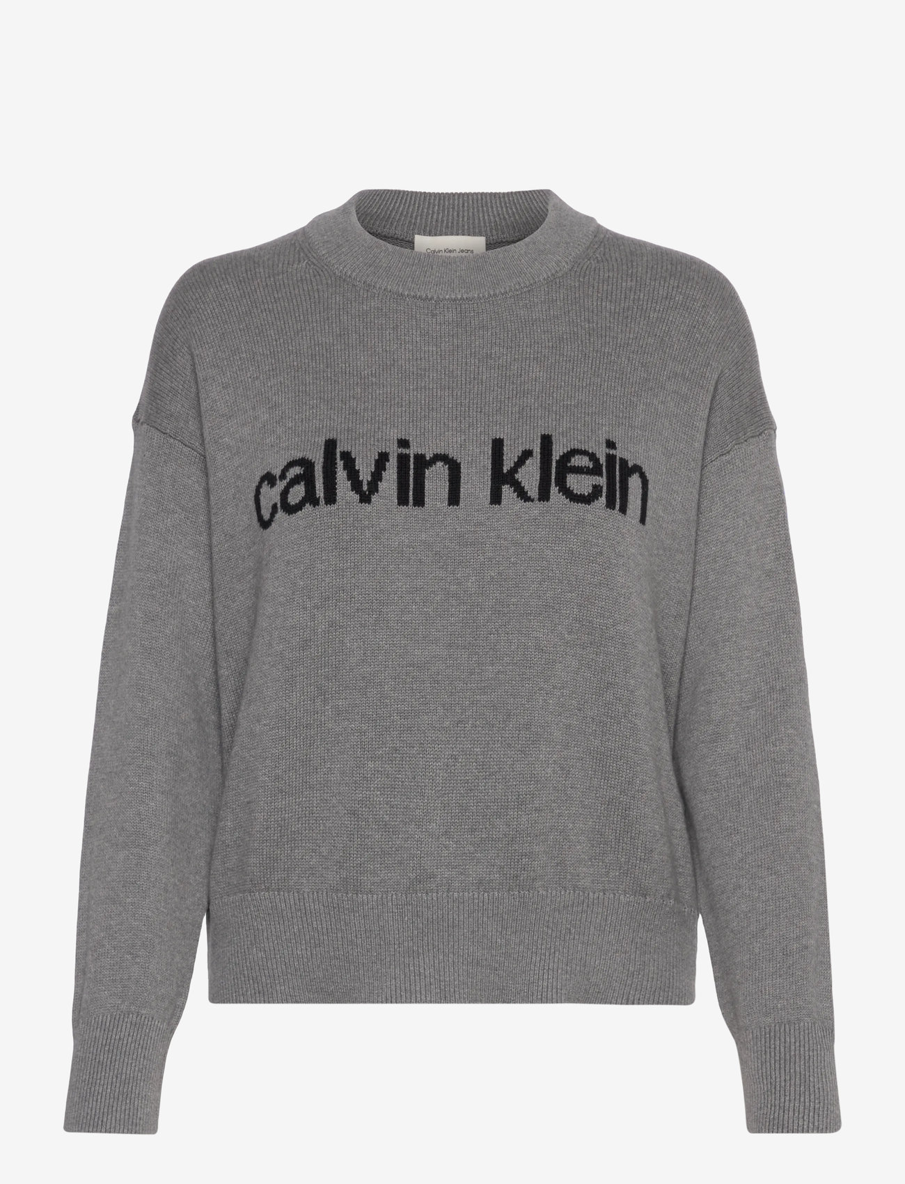 Calvin Klein Jeans - Cotton Graphic Pullover - efterårstøj - b30 grey heather - 0