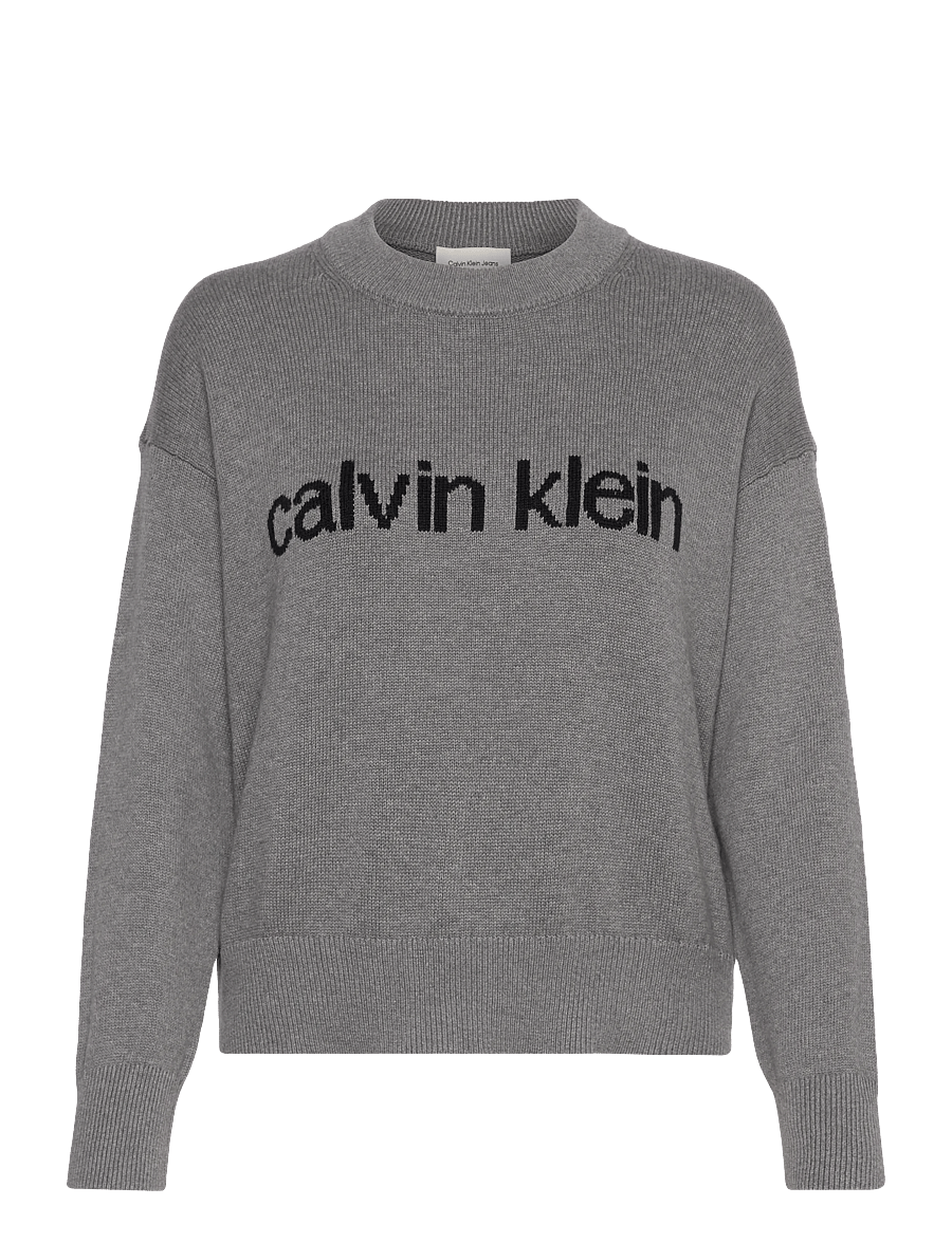 Calvin Klein Jeans - Cotton Graphic Pullover - striktrøjer - b30 grey heather - 1