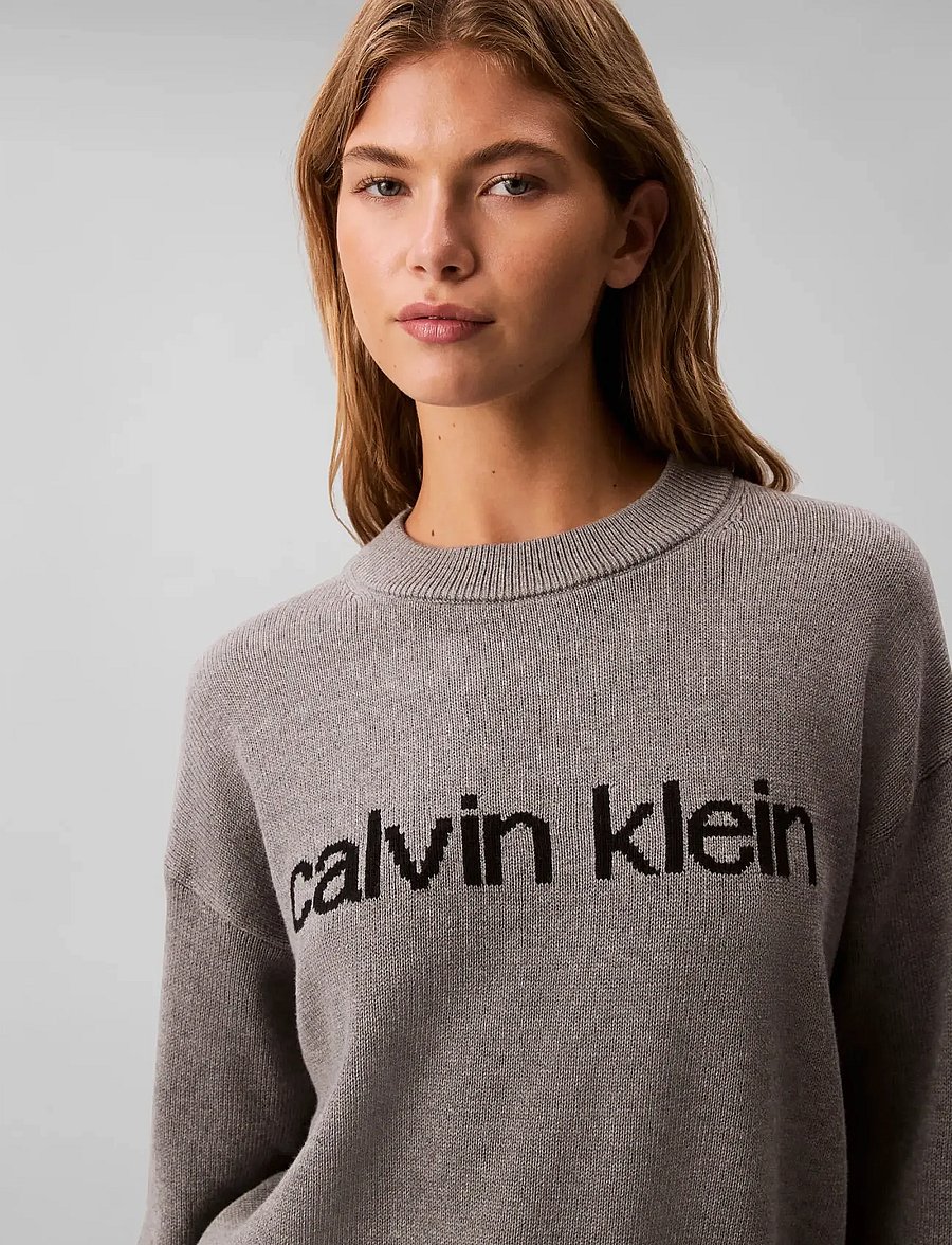 Calvin Klein Jeans - Cotton Graphic Pullover - striktrøjer - b30 grey heather - 3