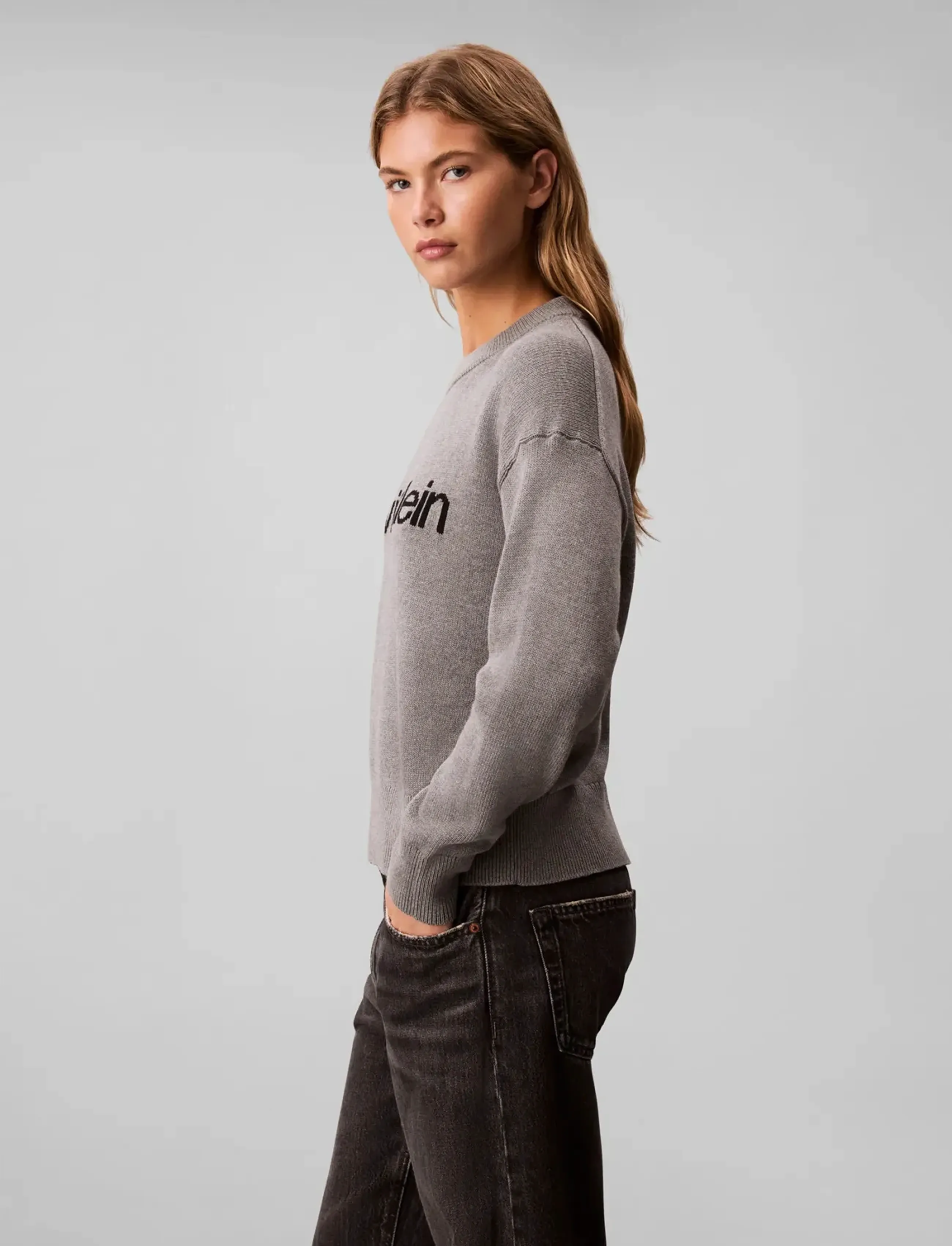 Calvin Klein Jeans - Cotton Graphic Pullover - jumpers - b30 grey heather - 5