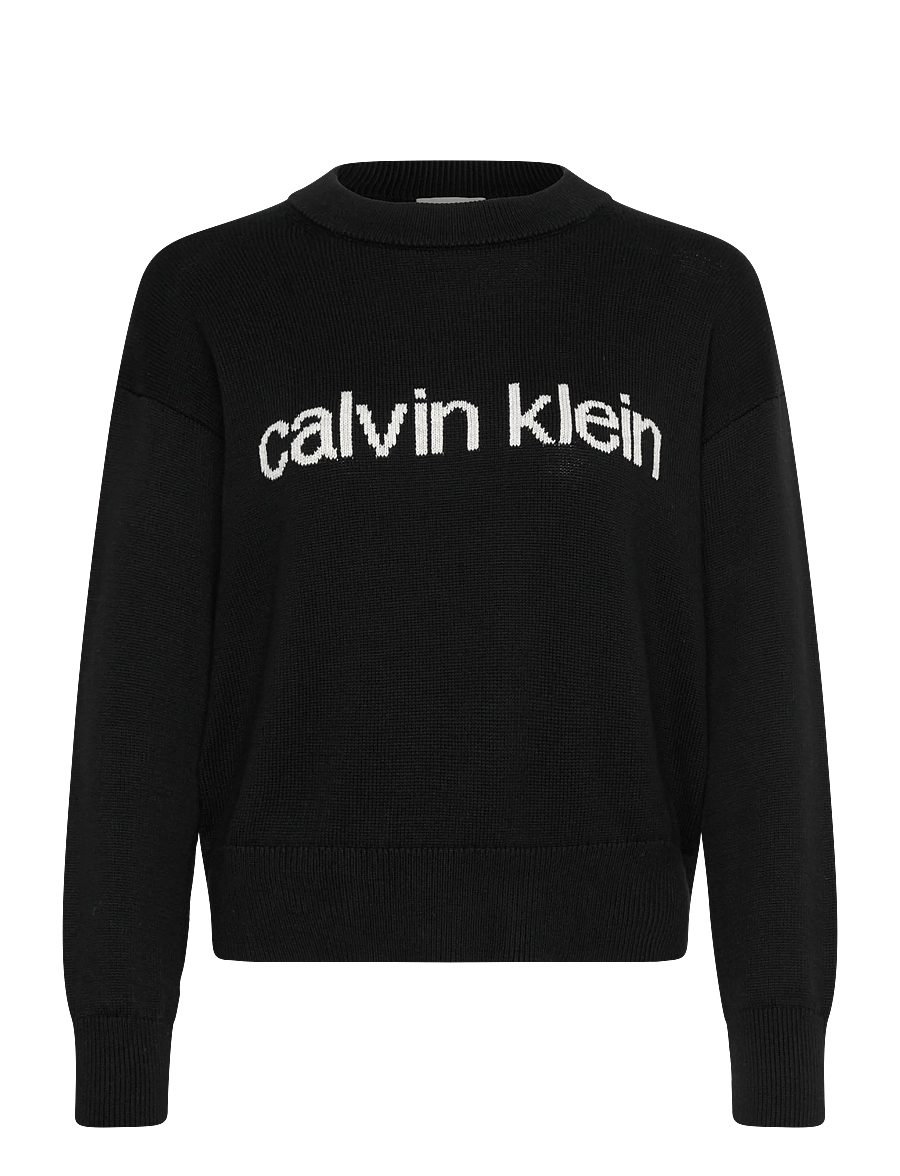 Calvin Klein Jeans - Cotton Graphic Pullover - striktrøjer - black - 1