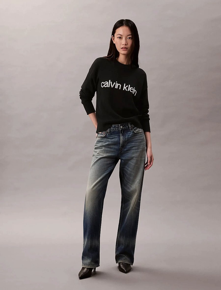 Calvin Klein Jeans - Cotton Graphic Pullover - striktrøjer - black - 3