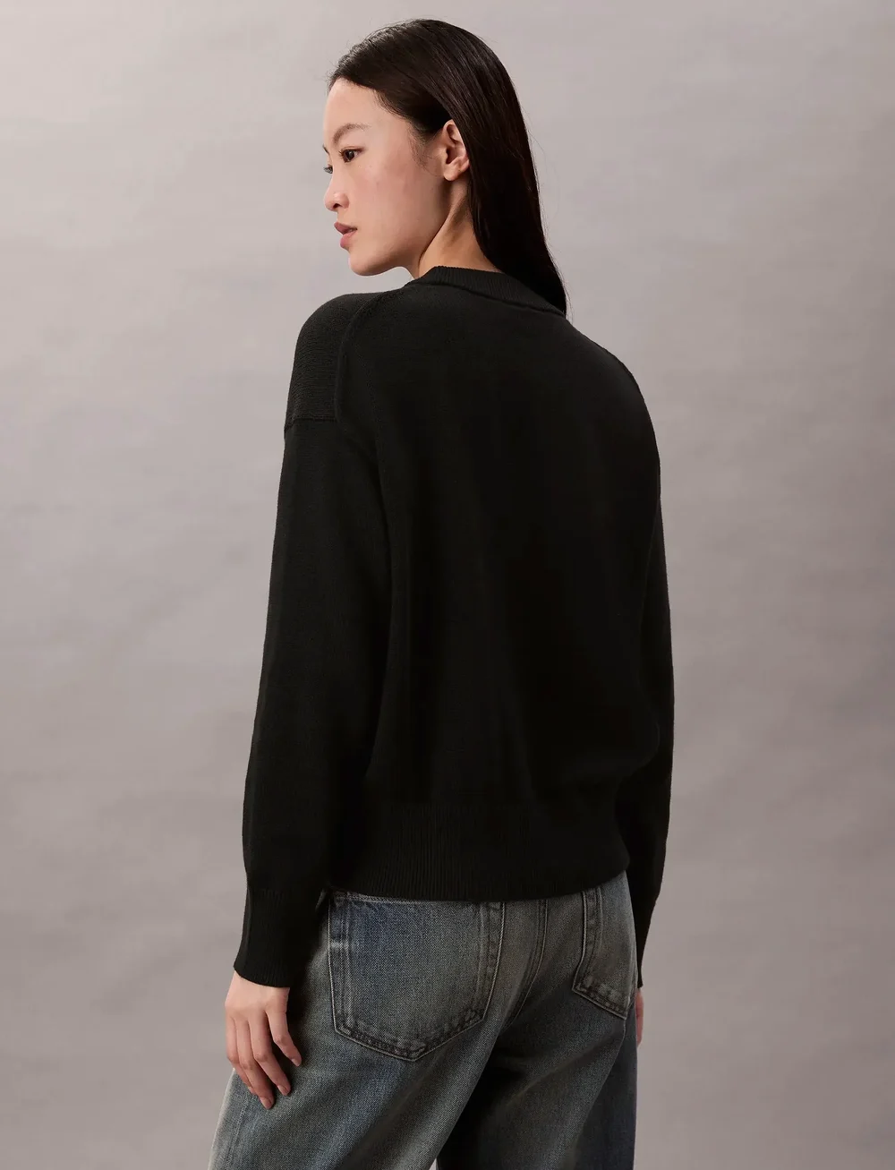 Calvin Klein Jeans - Cotton Graphic Pullover - striktrøjer - black - 5