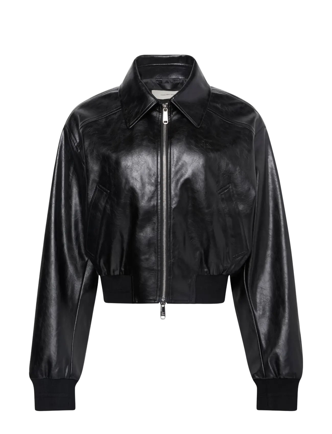 Calvin Klein Jeans - Short Faux Leather Bomber - spring jackets - black - 1