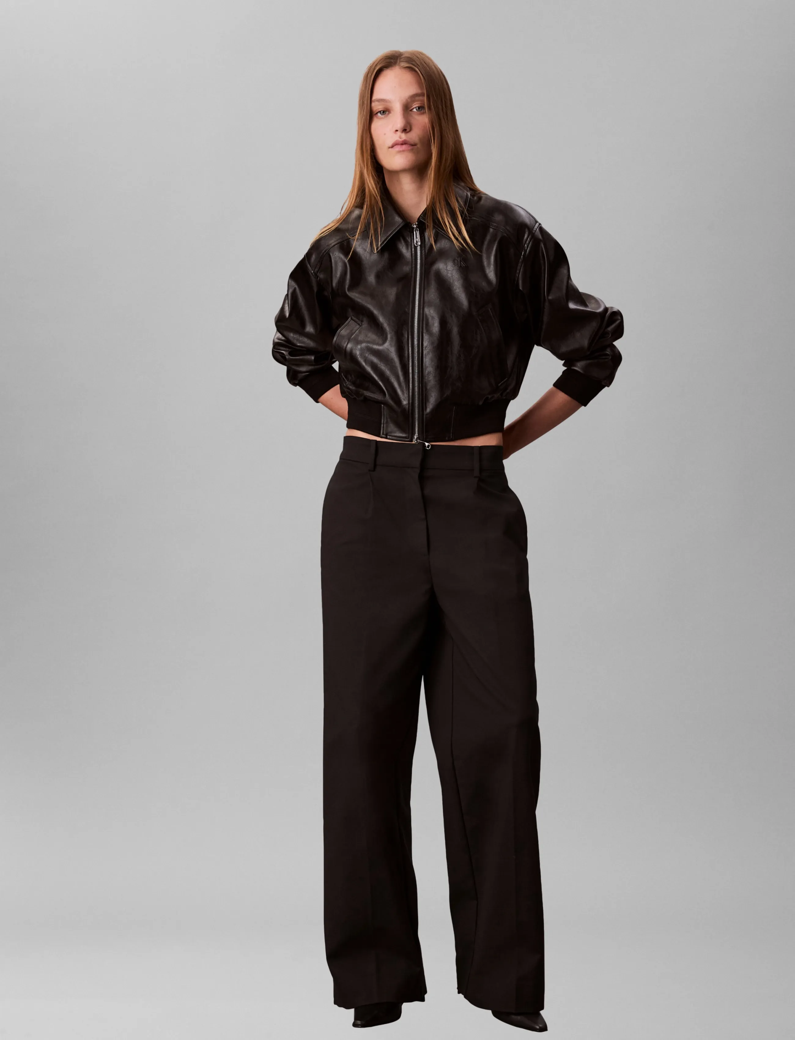 Calvin Klein Jeans Short Faux Leather Bomber - Clothing - BLACK / black